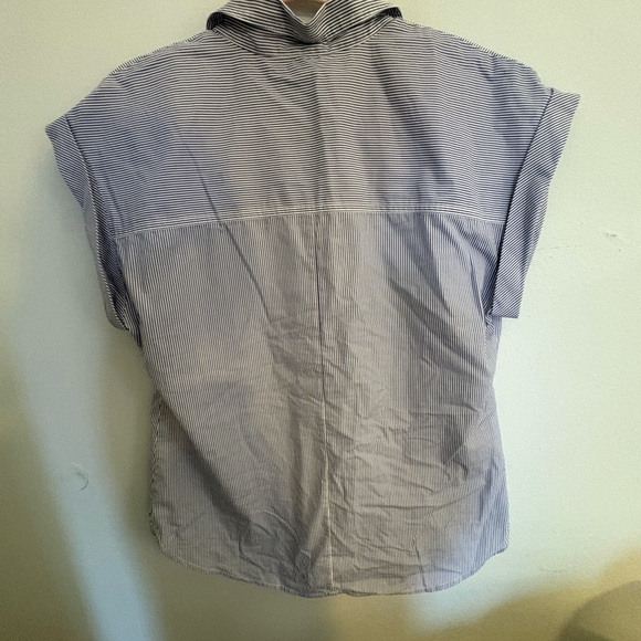 J. Crew Striped Button-Up Popover Shirt in Blue & White - Picture 3 of 4